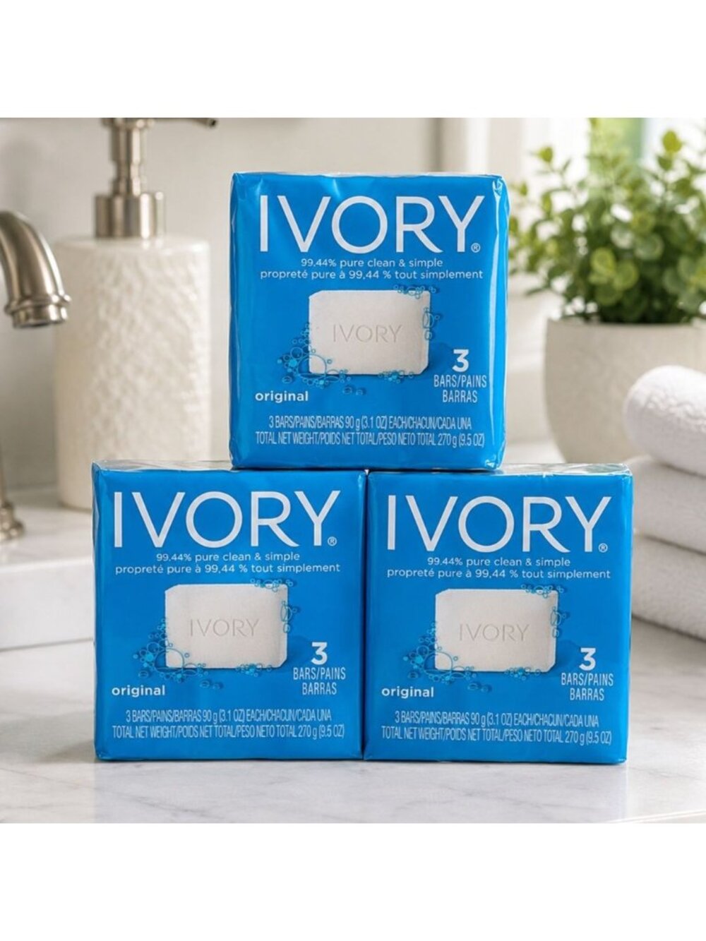 Original Ivory Bar Soap 3 Bar 3 Pack VTG 9.5 oz 99.44% Pure Clean Simple SEALED